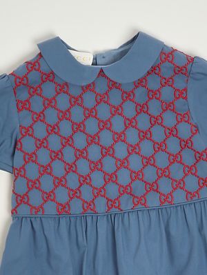3. Abito neonata in cotone stretch Azzurro-Rosso