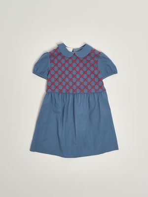 1. Abito neonata in cotone stretch Azzurro-Rosso