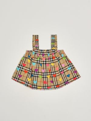 2. Top Gaby para niña en popelina de algodón Beige multicolor