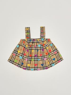 1. Top Gaby para niña en popelina de algodón Beige multicolor