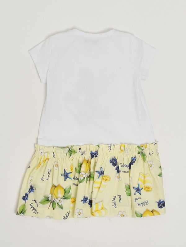 2. Abito bambina in jersey di cotone stretch Bianco-Giallo Monnalisa 11g9167201