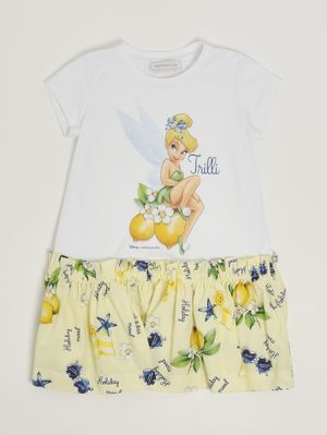 1. Abito bambina in jersey di cotone stretch Bianco-Giallo