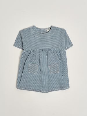 1. Abito neonata in cotone Bianco-Azzurro