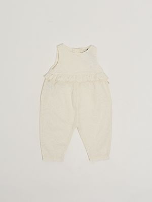 1. Cotton baby girl's romper Ivory