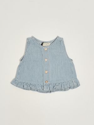 1. Haut en coton pour nouveau-né Blanc et bleu