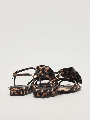 3. Sandales femme Varela en tissu à imprimé animalier Léopardé