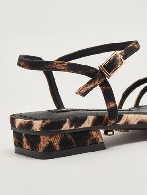 5. Sandales femme Varela en tissu à imprimé animalier Léopardé