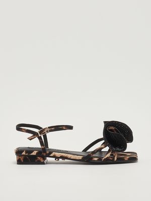 1. Sandales femme Varela en tissu à imprimé animalier Léopardé