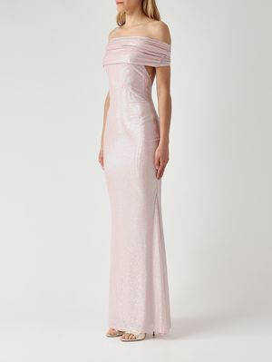 3. Abito donna Key in tessuto strass Cipria