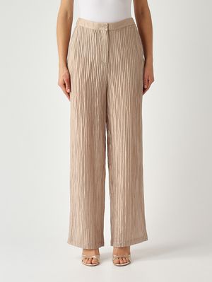 1. Pantalón de mujer en tejido lurex. Arena