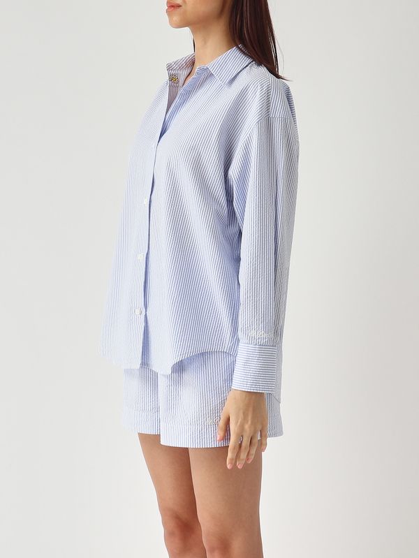 3. Chemise Cristal pour femme en coton Céleste-Blanc MC2 Saint Barth cys0001