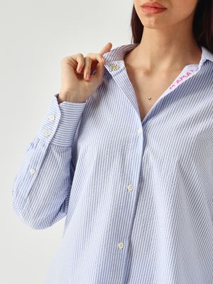 5. Chemise Cristal pour femme en coton Céleste-Blanc