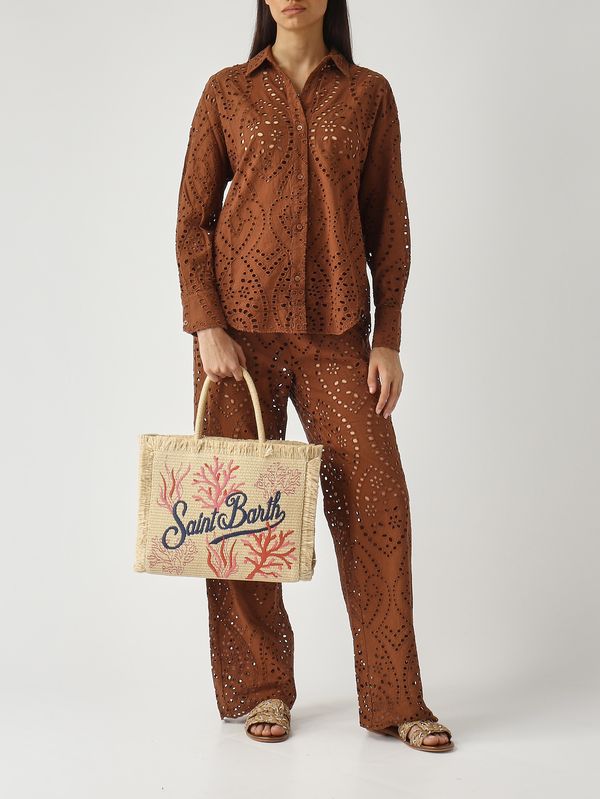2. Pantalón de mujer Inez de algodón Marrón MC2 Saint Barth ien0002