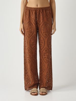 1. Pantalón de mujer Inez de algodón Marrón