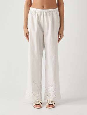 1. Pantalon femme Inez en coton Blanc
