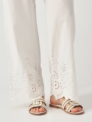 5. Pantalon femme Inez en coton Blanc