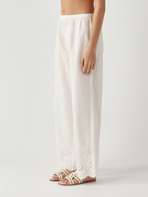 3. Pantalon femme Inez en coton Blanc
