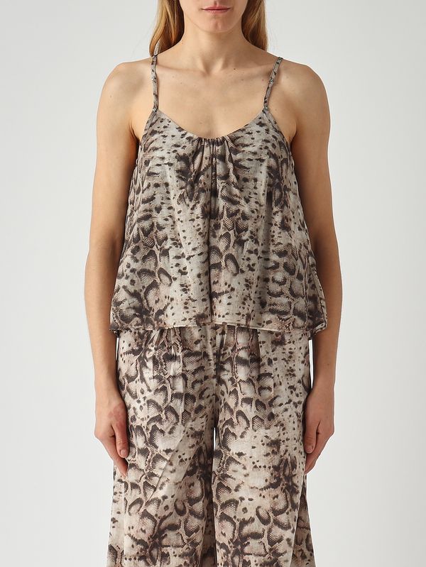 1. Haut femme Udine en mousseline de coton Beige-Noir Pinko 106868a3ap