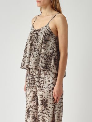 3. Haut femme Udine en mousseline de coton Beige-Noir