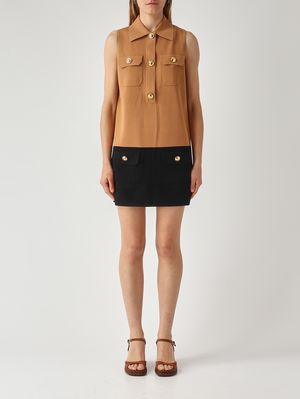 1. Robe en maille de viscose mélangée pour femme Daim noir