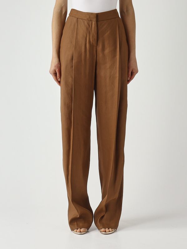 1. Pantalón de mujer de mezcla de lino elástico. Tabaco Elisabetta Franchi pa17962e2