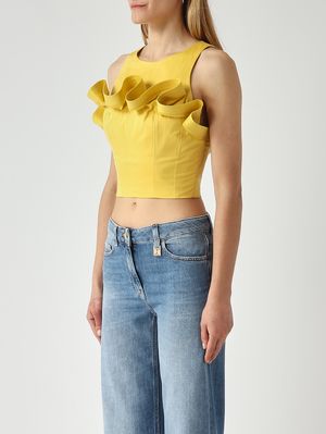 3. Top de mujer de algodón elástico Amarillo