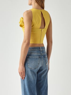 4. Top de mujer de algodón elástico Amarillo