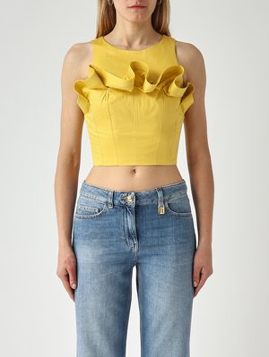1. Top de mujer de algodón elástico Amarillo