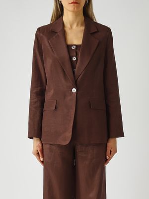 1. Blazer Bitti de mujer en mezcla de lino Cacao