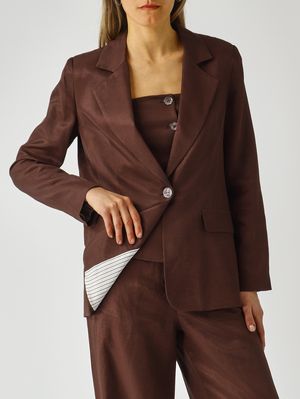 5. Blazer Bitti de mujer en mezcla de lino Cacao