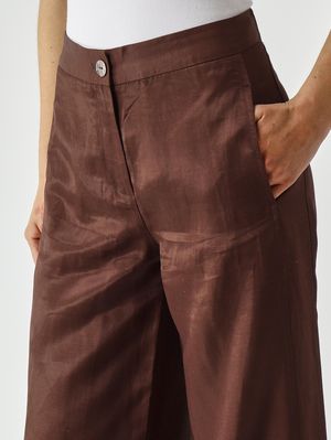 5. Pantalon femme Eufemia en lin mélangé Cacao