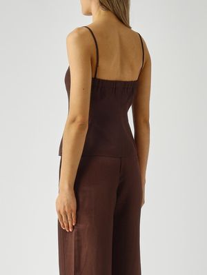 4. Fiona Damen-Top aus Leinenmischung Kakao