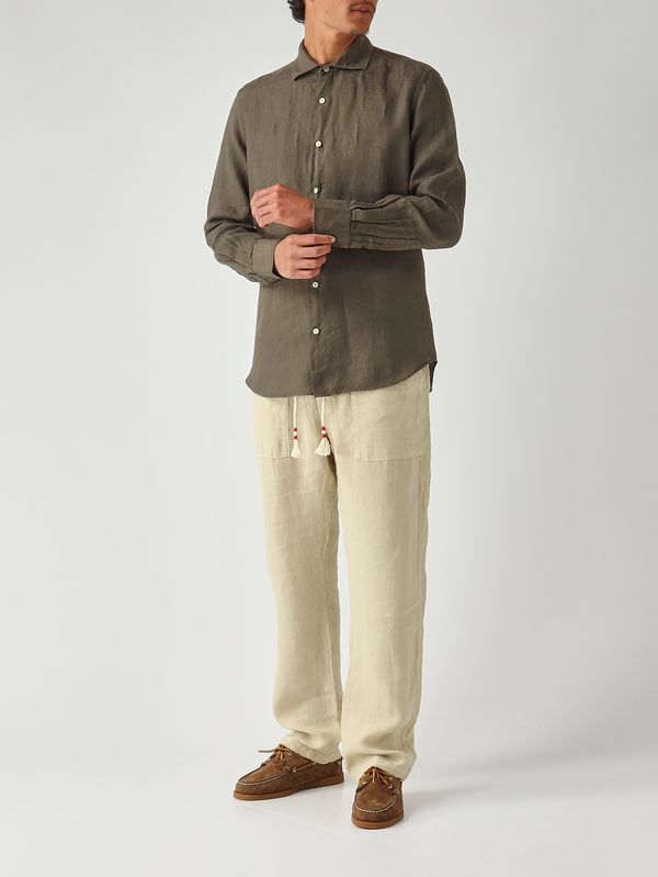 2. Pantalon pour homme Calais en lin Beige MC2 Saint Barth caa0001