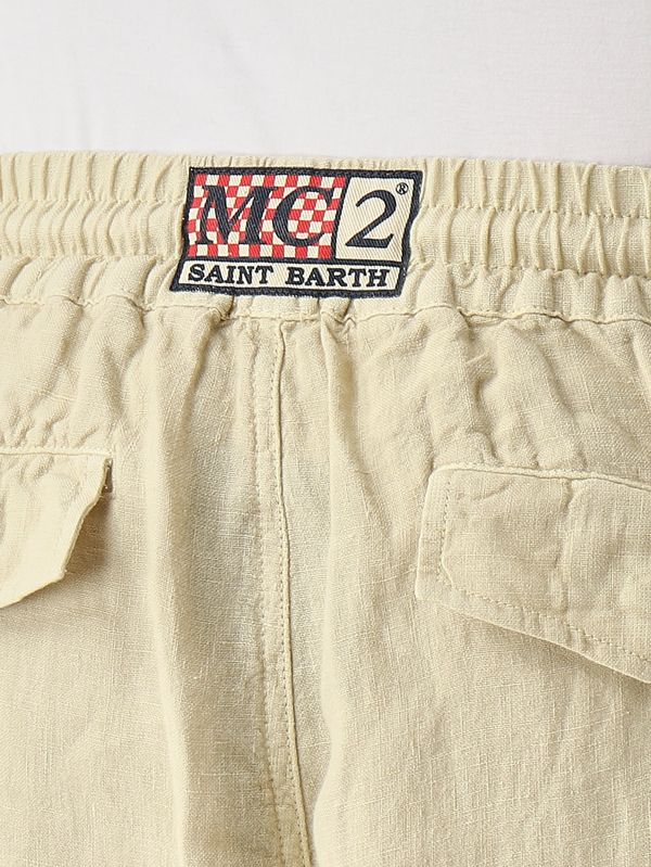 5. Pantalon pour homme Calais en lin Beige MC2 Saint Barth caa0001