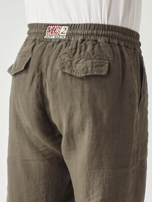 5. Men's Calais linen trousers Military MC2 Saint Barth caa0001