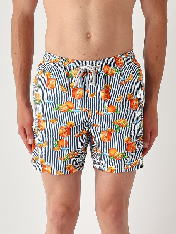 Herren-Badehose Gustavia mit Print Orange MC2 Saint Barth