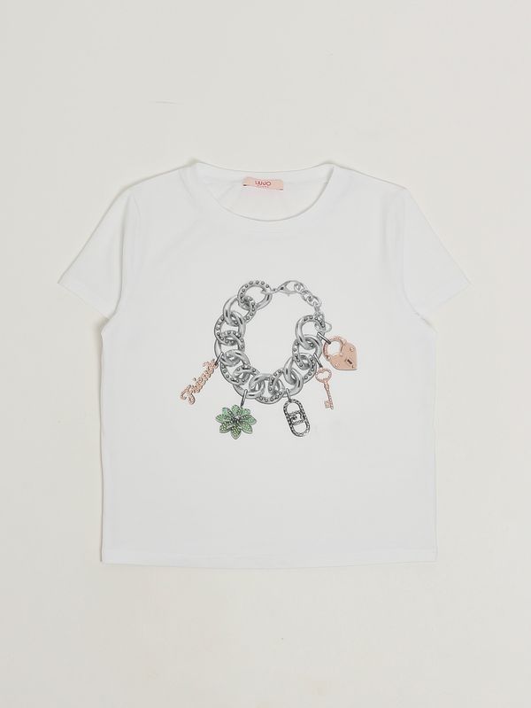 1. T-Shirt für Mädchen aus Stretch-Baumwolle Weiß-Grau Liu Jo ga6111js003