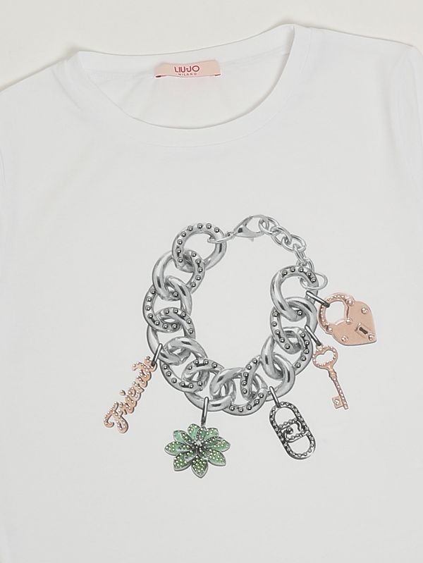 3. T-Shirt für Mädchen aus Stretch-Baumwolle Weiß-Grau Liu Jo ga6111js003