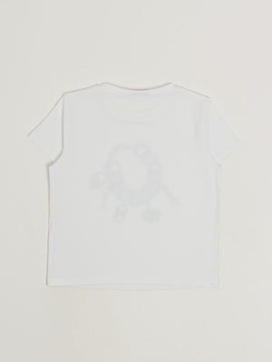 2. T-Shirt für Mädchen aus Stretch-Baumwolle Weiß-Grau