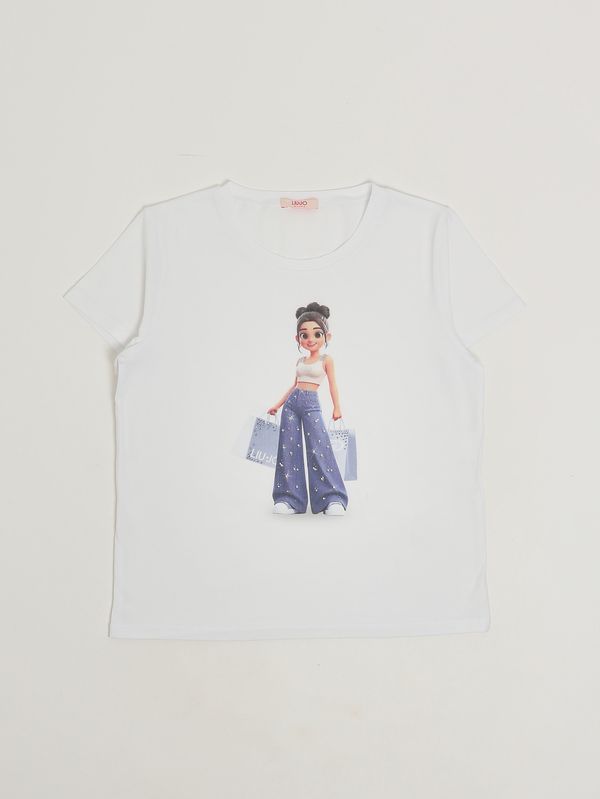 1. Camiseta de niña de algodón elástico Blanco Liu Jo ga6169js003