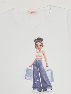 3. Camiseta de niña de algodón elástico Blanco