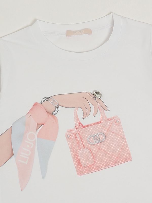 3. Camiseta de niña de algodón elástico Blanco y rosa Liu Jo ka6027js003