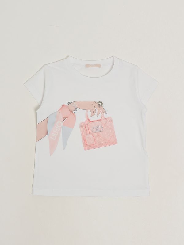 1. Camiseta de niña de algodón elástico Blanco y rosa Liu Jo ka6027js003