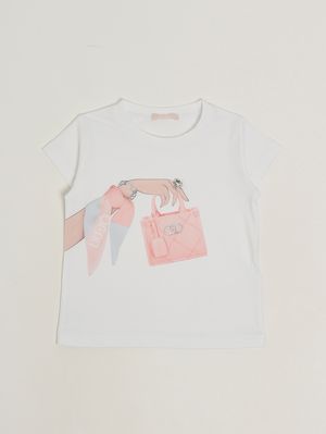 1. Camiseta de niña de algodón elástico Blanco y rosa
