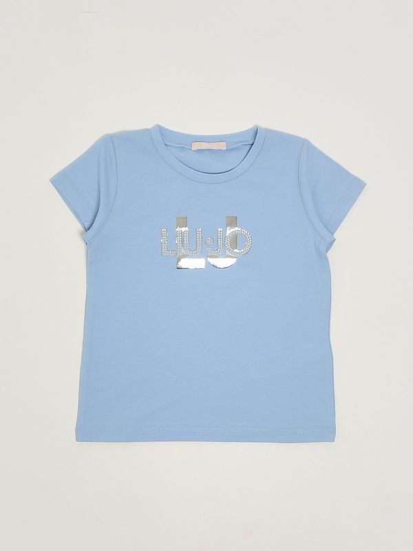 T-shirt bambina in cotone stretch Azzurro Liu Jo