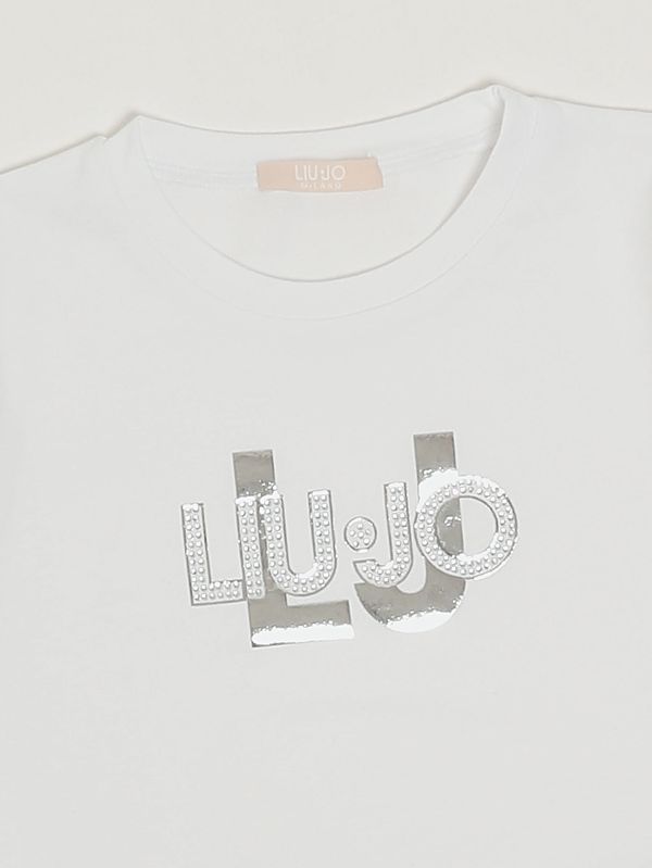 3. Mädchen-T-Shirt aus Stretch-Baumwolle Weiß Liu Jo ka6116js003