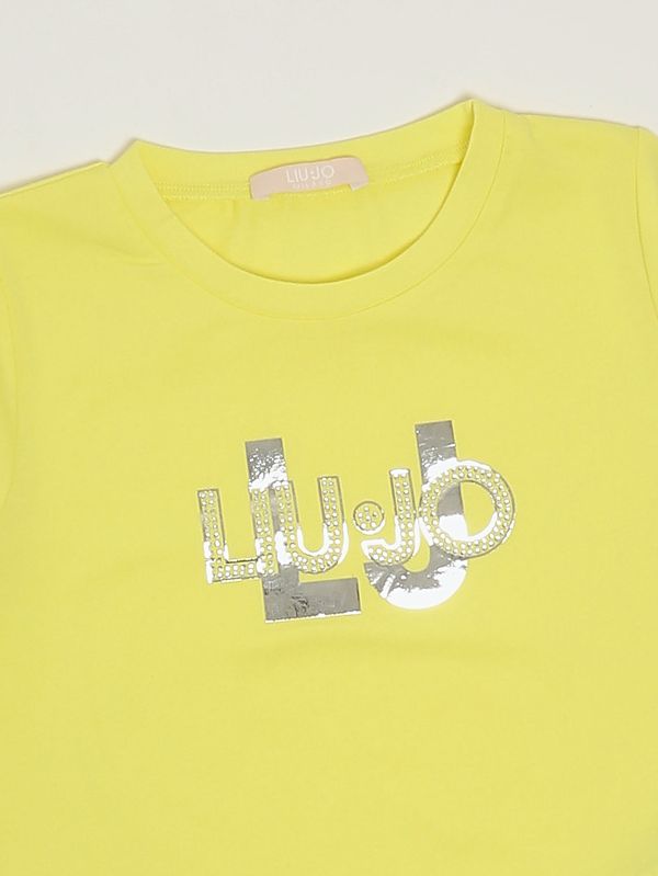 3. T-shirt bambina in cotone stretch Giallo Liu Jo ka6116js003