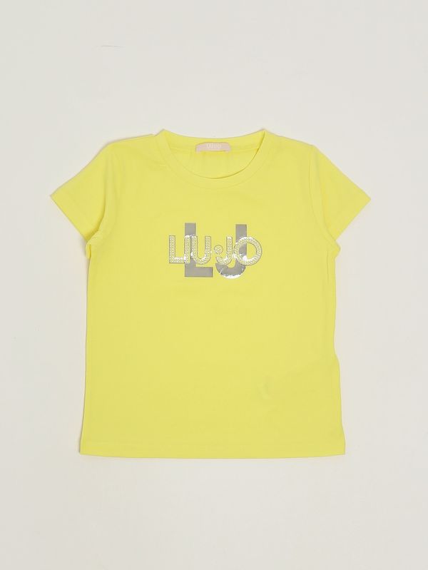 T-shirt bambina in cotone stretch Giallo Liu Jo