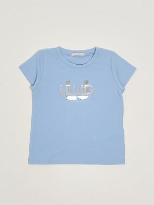 1. Mädchen-T-Shirt aus Stretch-Baumwolle Blau