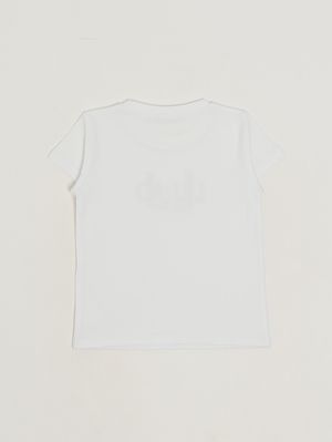 2. Mädchen-T-Shirt aus Stretch-Baumwolle Weiß